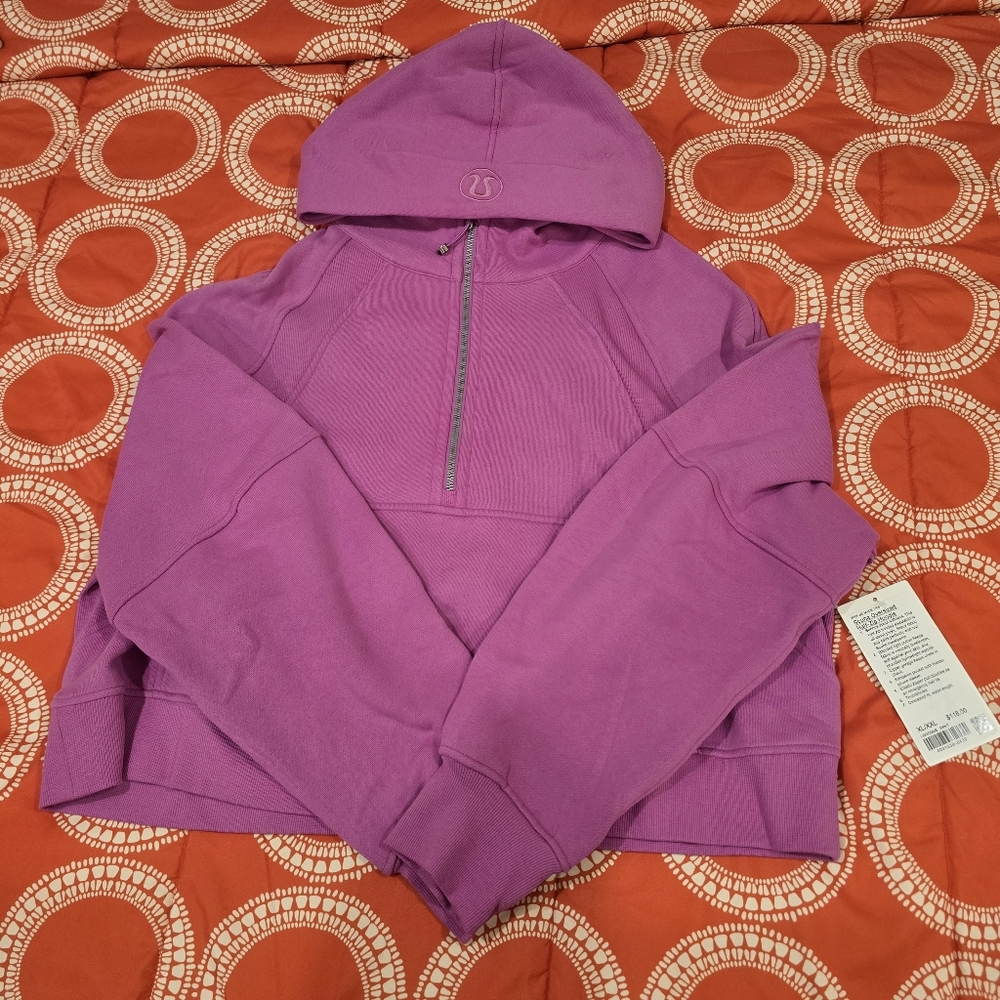 Lululemon Oversized Cropped Half Zip Scuba Hoodie in Pink